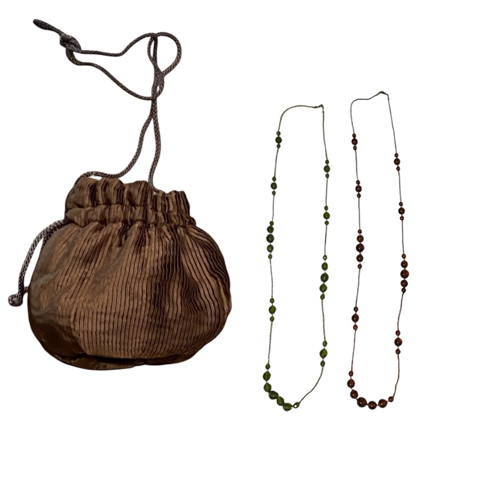 Sasha-Purse & Necklace Bundle-Pouch Purse-Color:
Brown-Size: approx 5" x 9"
